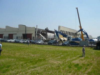 One of the industrial buildings destroyed by the seismic swarm